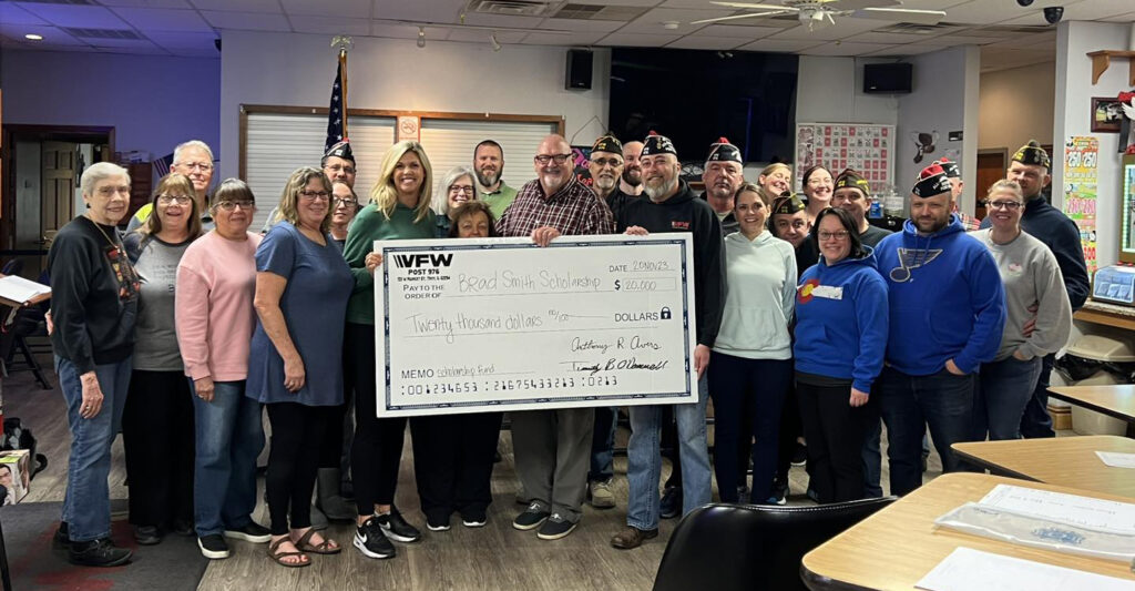 Troy VFW Post 976 presents the proceeds from Oktoberfest 2023 to the Bradley R. Smith Memorial Scholarship Fund! 